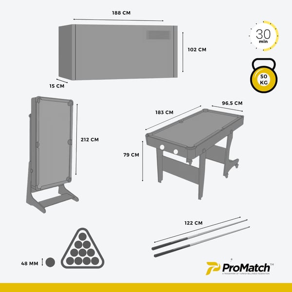 Promatch Premium Büyük Boy Bilardo Masası